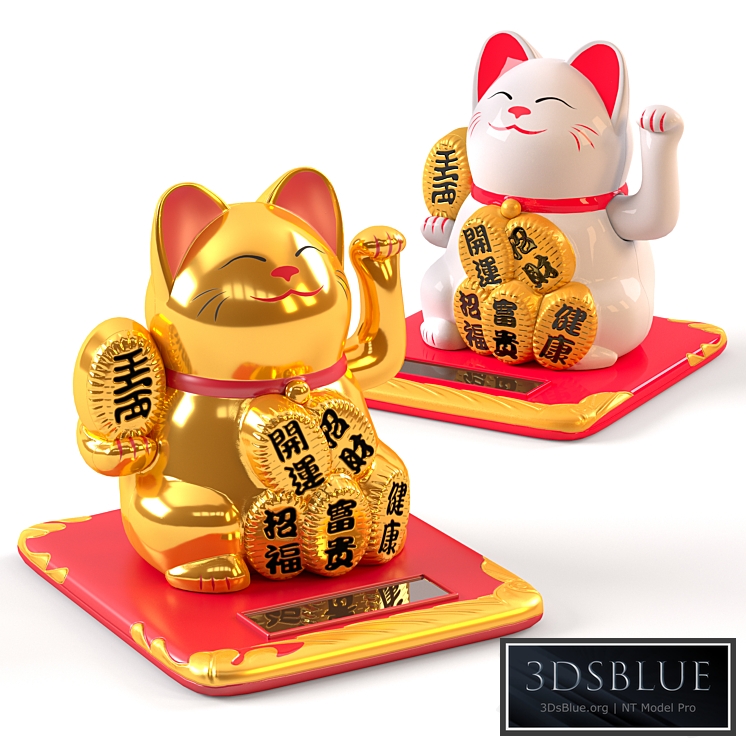 Maneki Neko Cat White and Gold