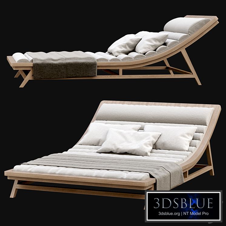 Large wooden outdoor chaise lounge L17