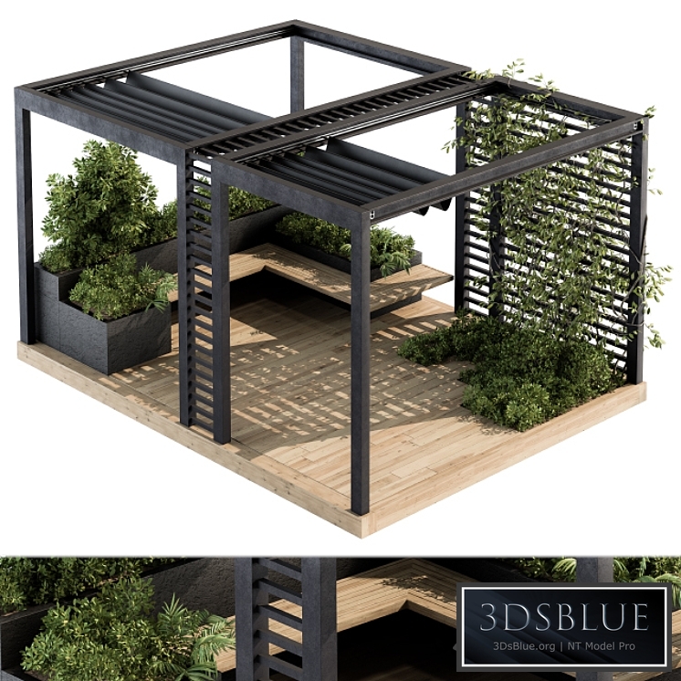Roof Garden and Landscape Furniture with Pergola 05