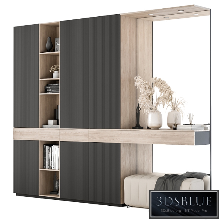 Hallway 08 - Black and Wood Set