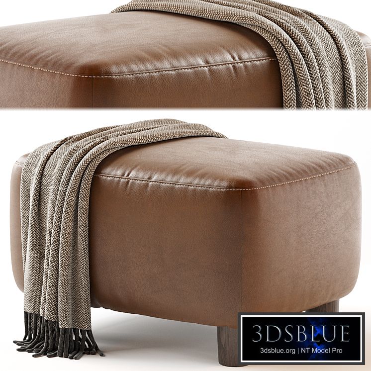 Teddy Leather Club Ottoman - Sesame