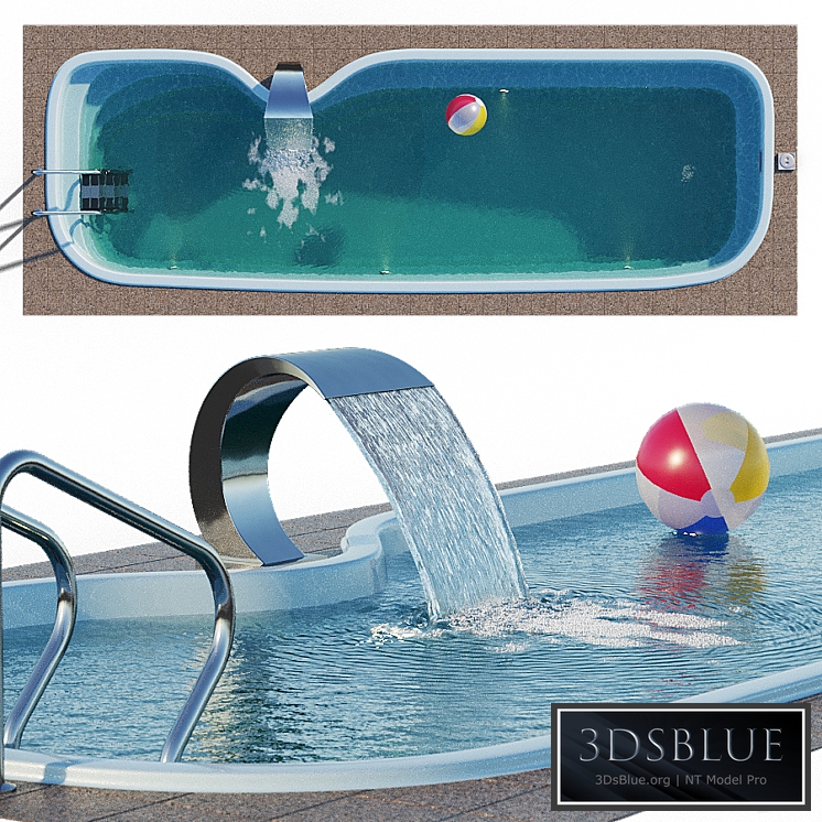 Narbonne composite pool with waterfall