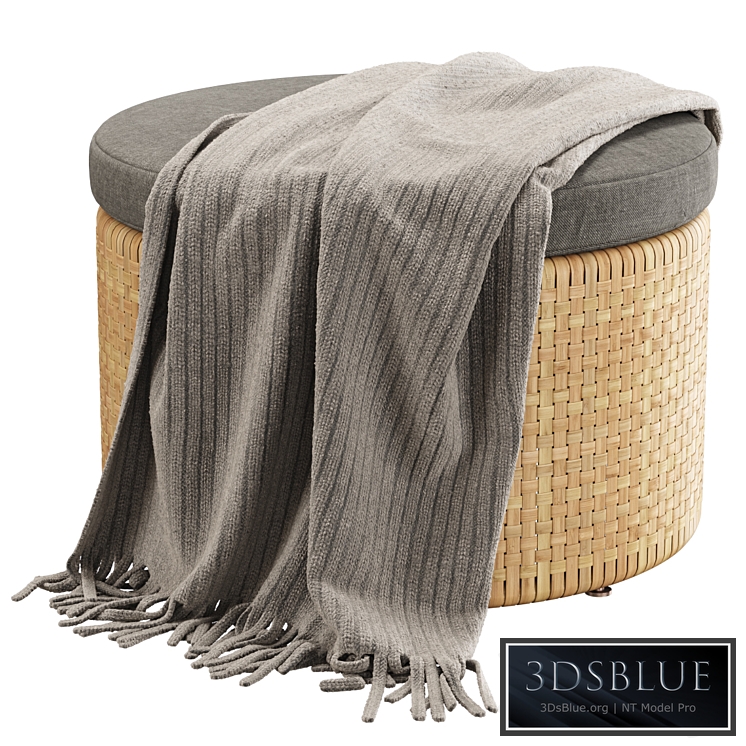 Monica rattan round pouf / Round rattan pouf