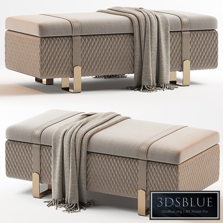 Modern Italian Designer Quilted Leather Ottoman Bench