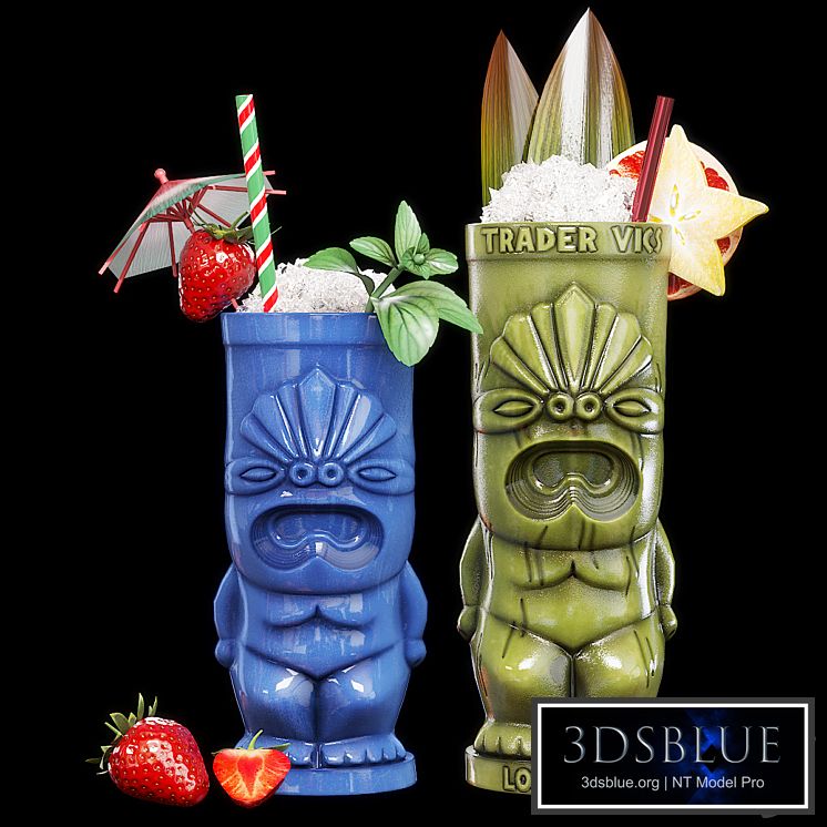TIKI glasses with cocktails-2