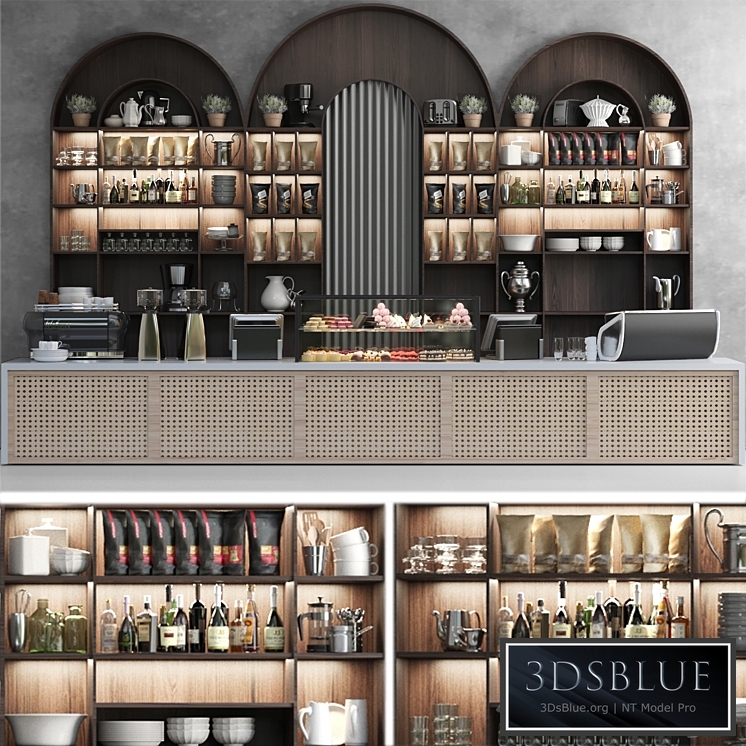 A huge design project for a cafe with desserts and a designer coffee machine. coffee point