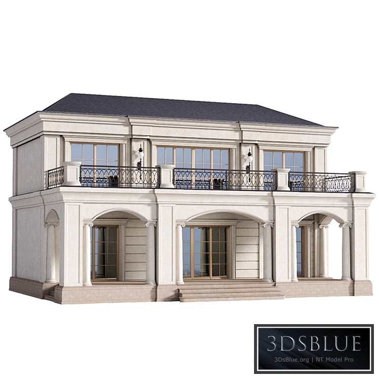 The facade of a private house in modern light classics. Fasad set contemporary