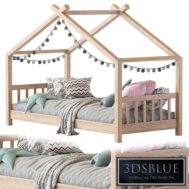 Children bed wood house