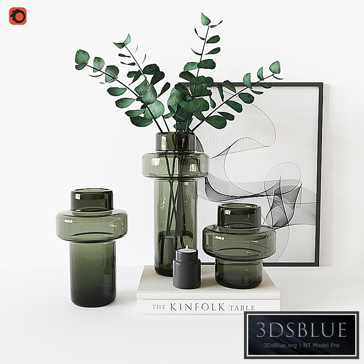 Decorative set with Glass Vase