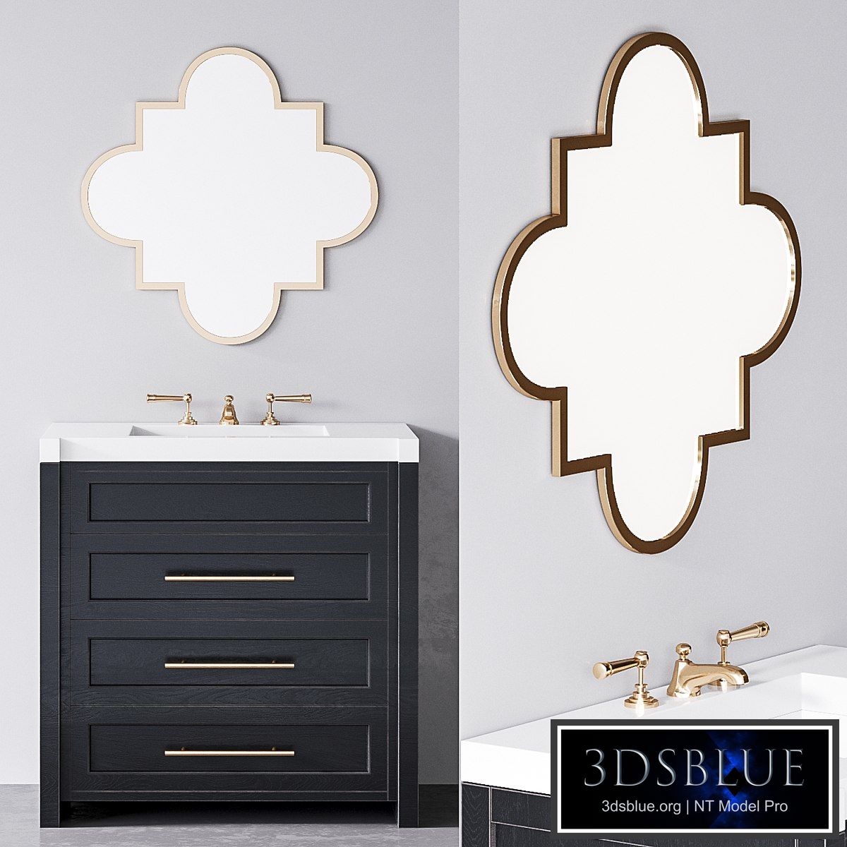 Black Brass Single Sink Vanity washbasin cabinet