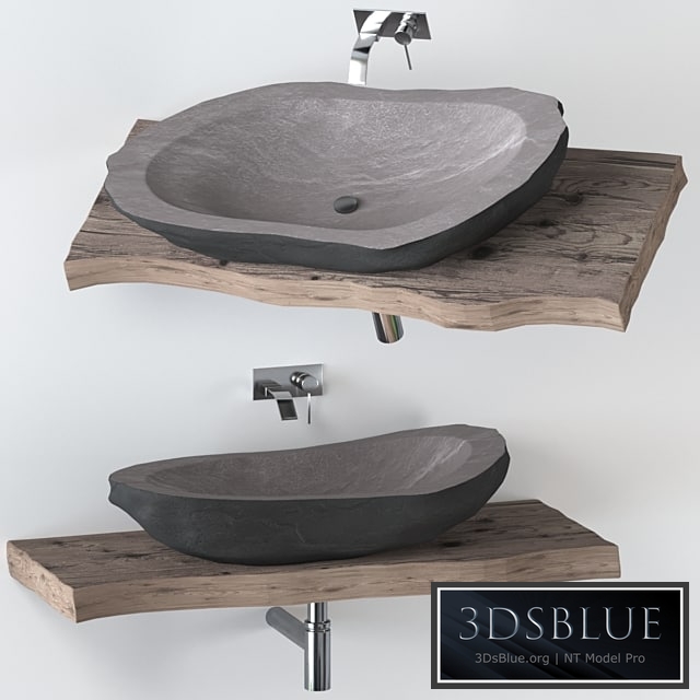 Stone washbasin with slab top