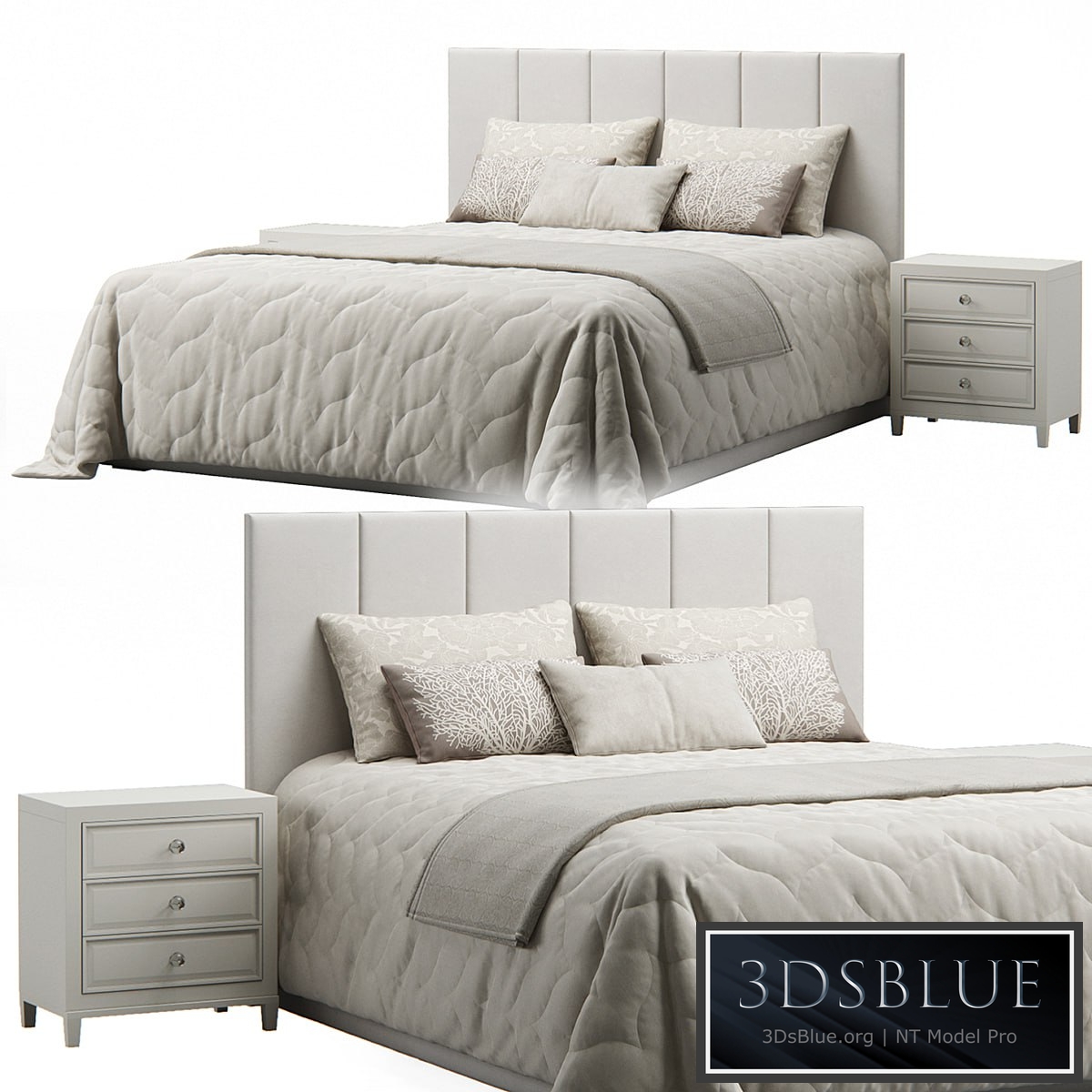 Striped Headboard Bed