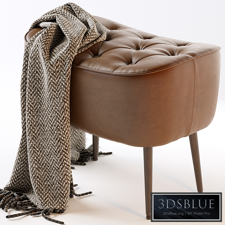 BIRDROCK HOME Tufted Curve Leather Ottoman