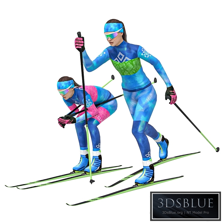 Female skier. Classic skiing