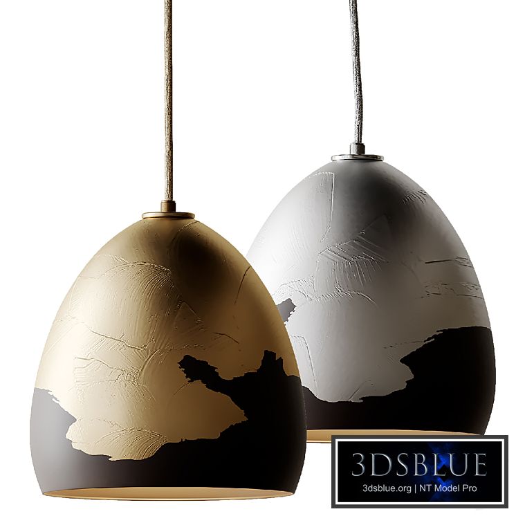 Matte Black & Silver Ombre Porcelain Pendant Light from H&H