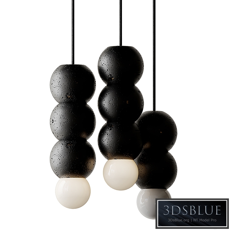 Lava Stone and Aluminum Pendant Light Ooops by Buzao
