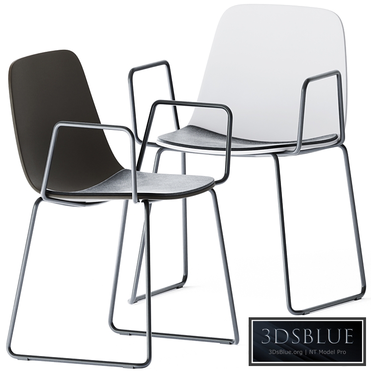 Maarten Upholstered Plastic Sled Base Armrest Chair by Viccarbe