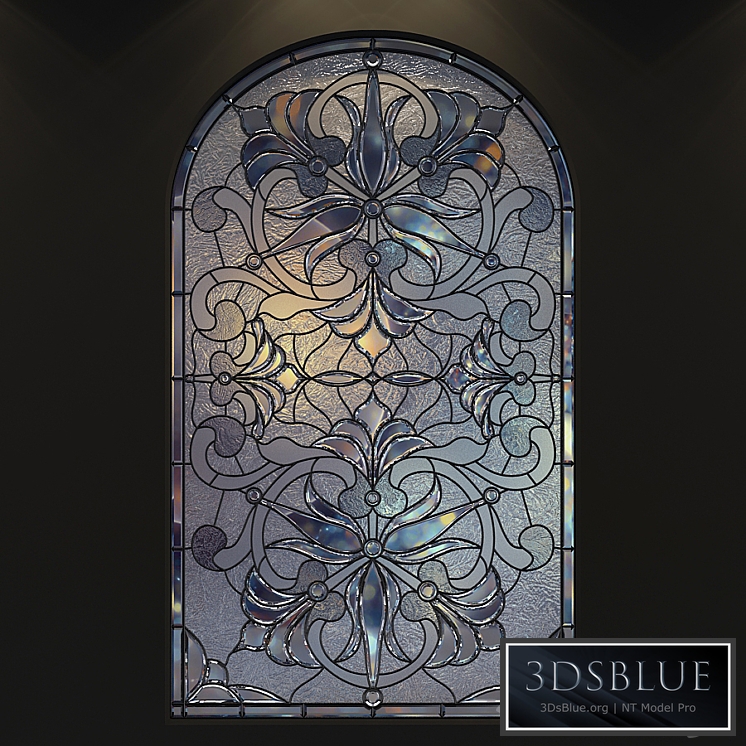 Stained glass window with arch