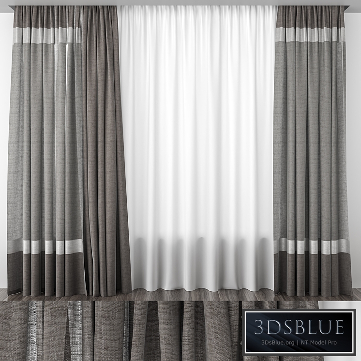 Gray-brown striped curtains