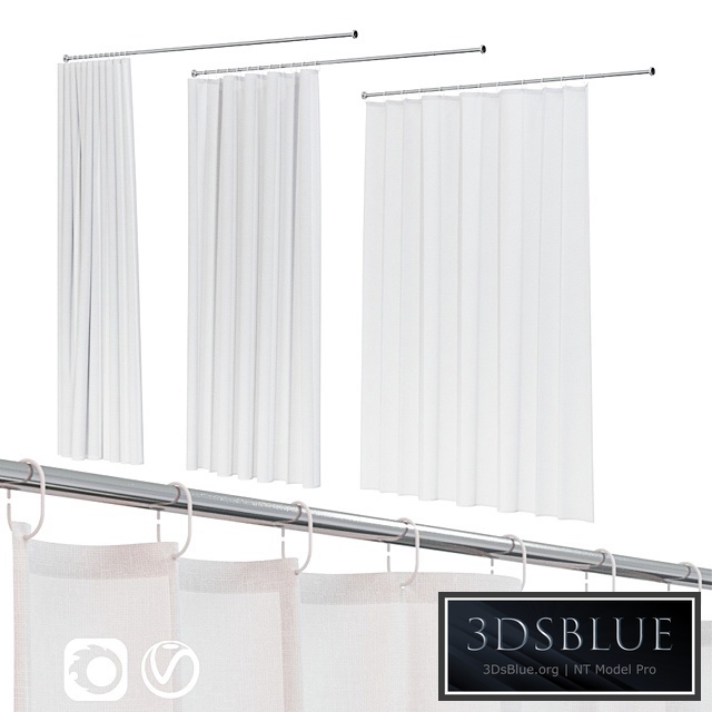 Bath curtain (shower) 200x200 cm in 3 versions (white)