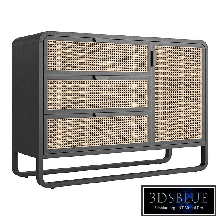 Crate and Barrel Anaise Cane 3 Drawer Chest