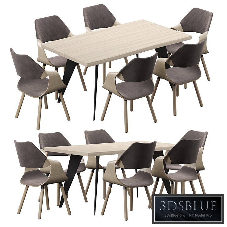 Nack table and Halmar K396 Chair (light oak / gray)