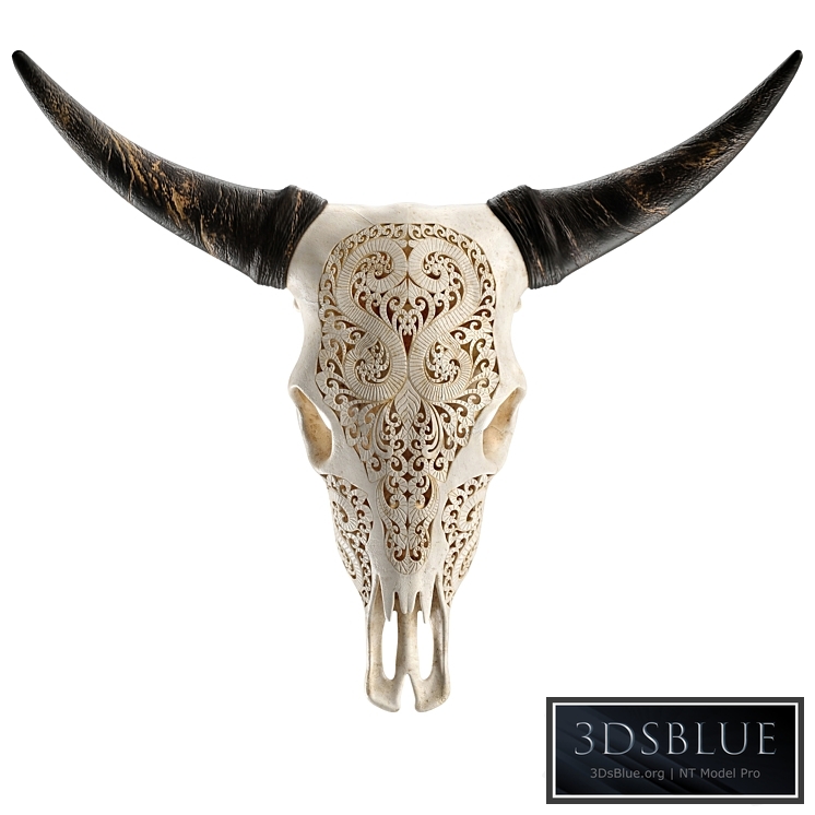 Carved cow skull