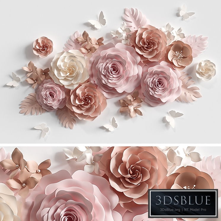 Composition of paper flowers