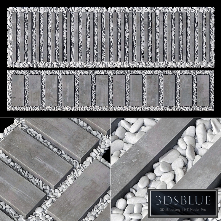 Paving road plate stone pebble n1 / Paving road from slabs with pebbles No. 1