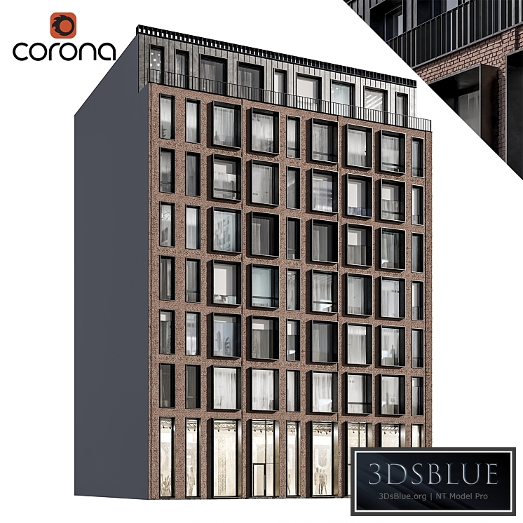 Modern residential facade 01 | night + interiors