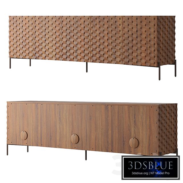 Crate and Barrel Raffael Carved Wood Media Console