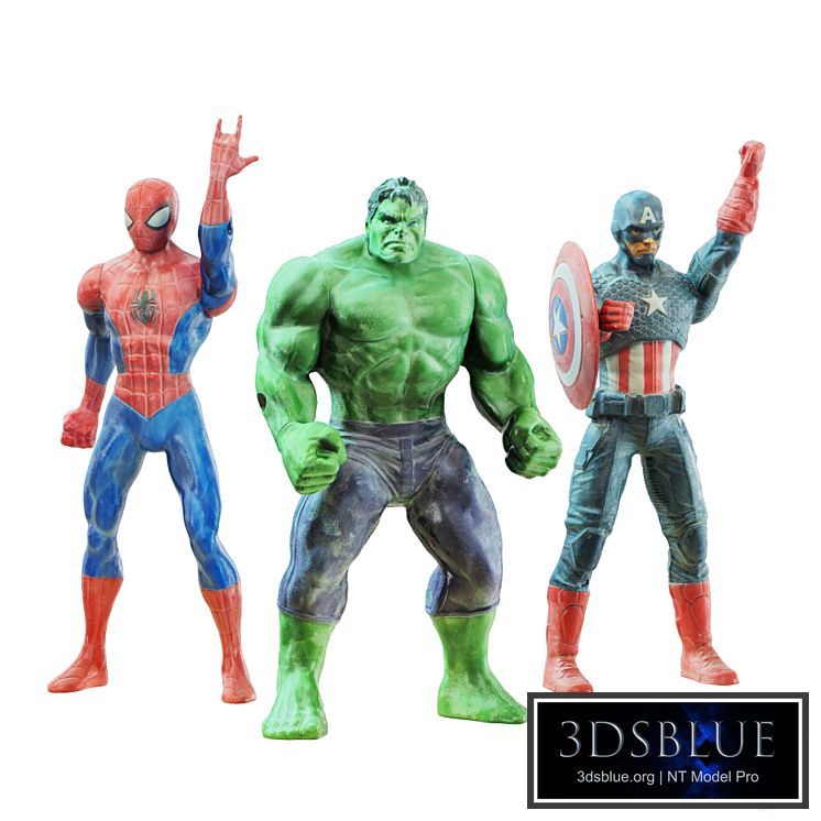 Three superhero toys