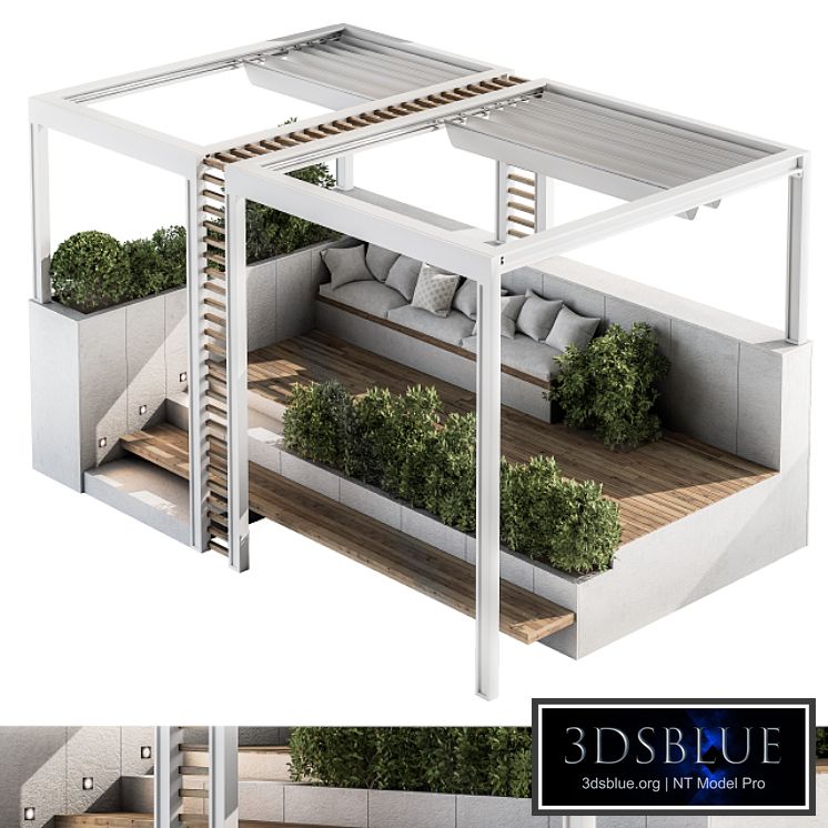 Roof Garden and Landscape Furniture with Pergola 07