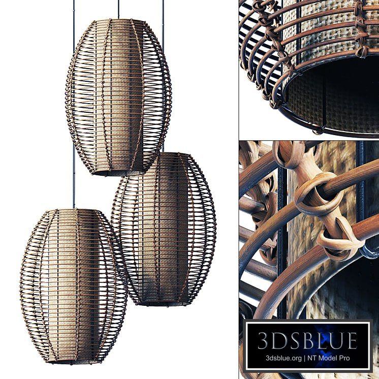 Lamp wicker branch rattan barrel
