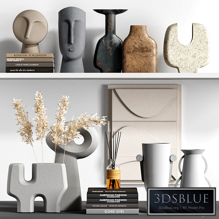 Decorative set 31, with panels, vases and other decor