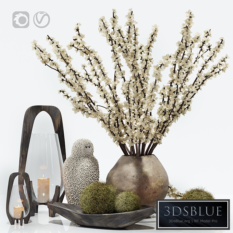 Decorative set with a ceramic beast