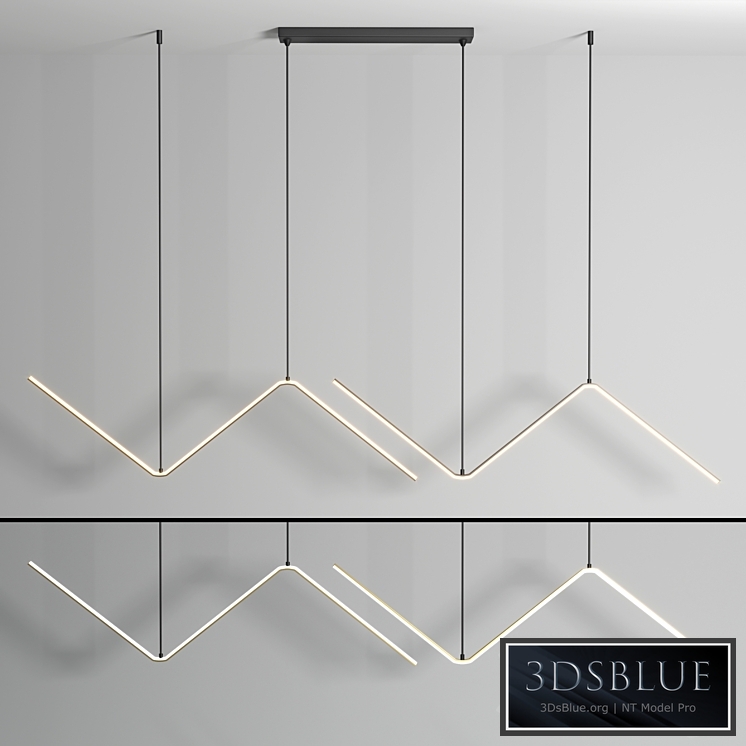 Zigzag Pendant Light Fixture Minimalism Aluminum Dining Room LED Ceiling Light in Black