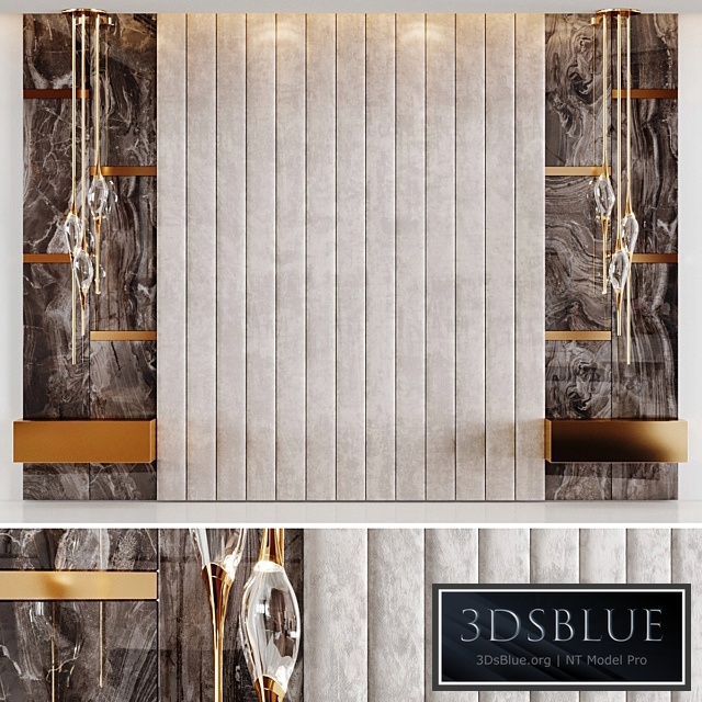 Headboard Rex Marble Brown and Beige Fabric Panels