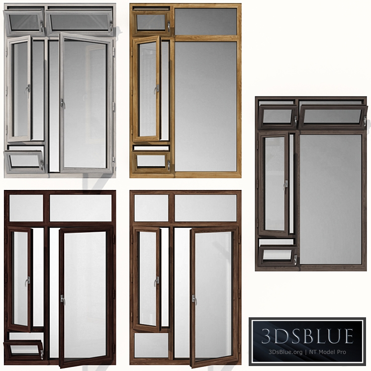 Swing stained-glass wooden windows