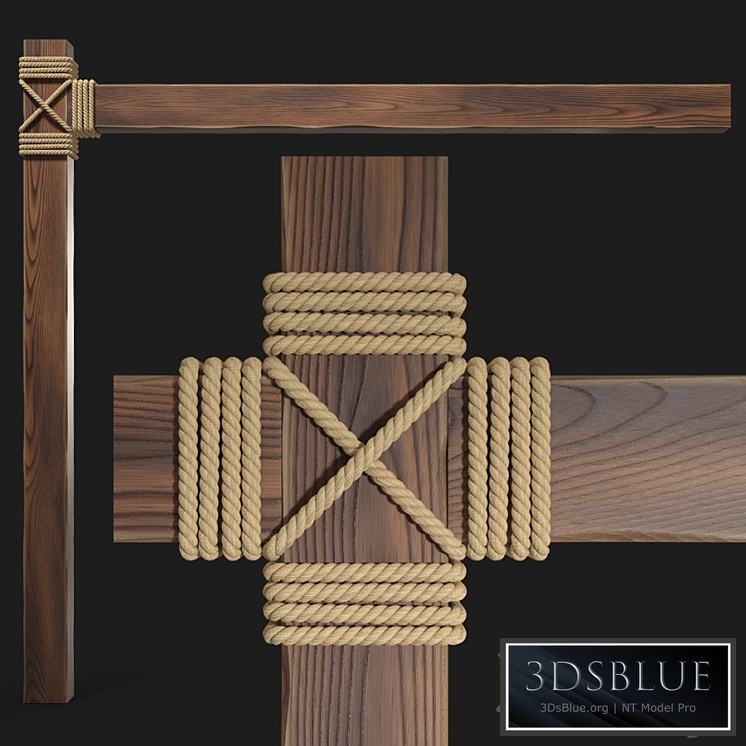 Wooden beams with rope