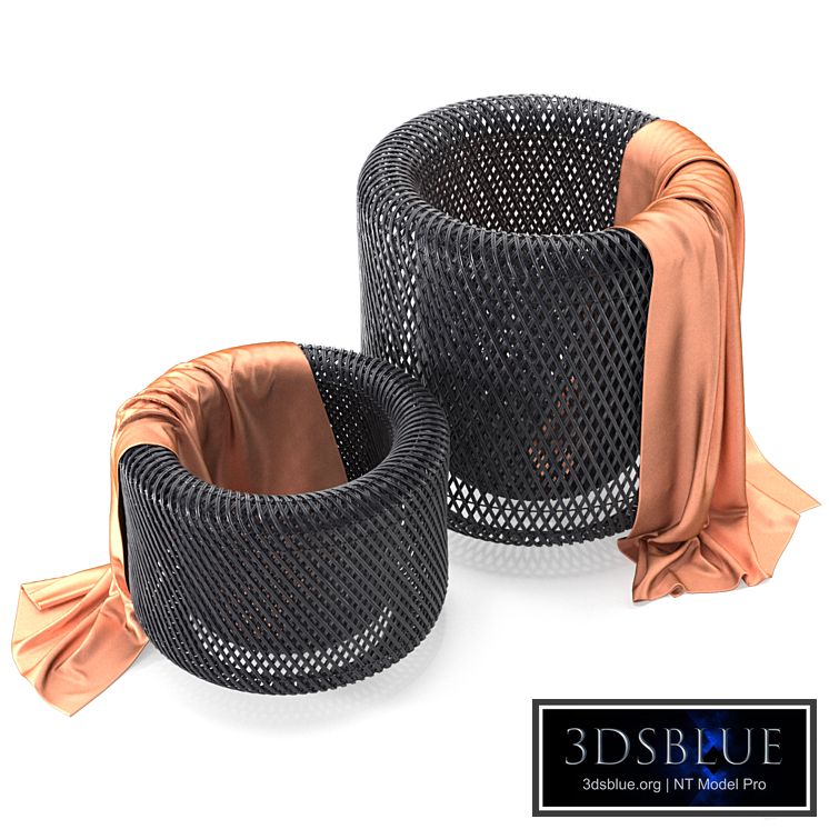 Twist Black Baskets / Black rattan basket