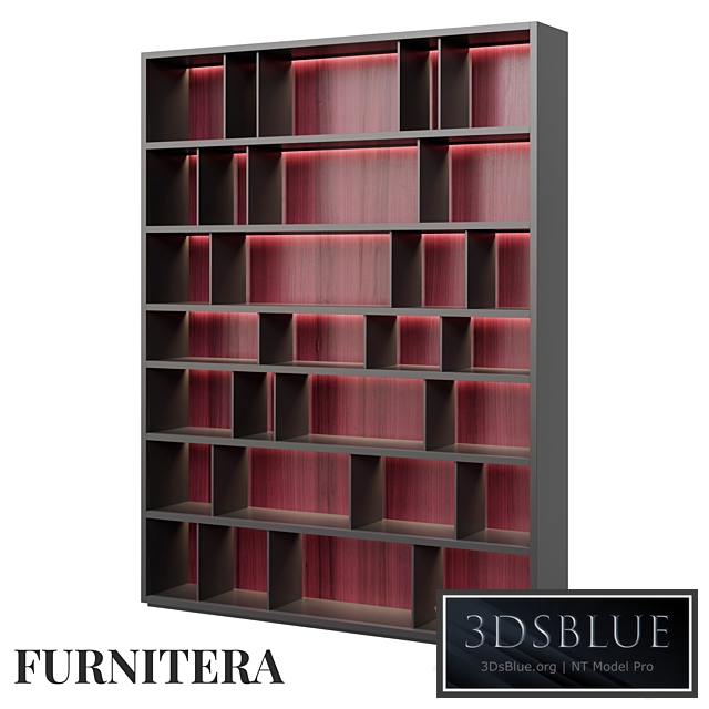 Shelving unit Teon in amaranth veneer
