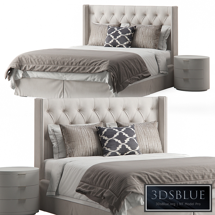 Anson Traditional Diamond Tufted Upholstered Wingback Headboard