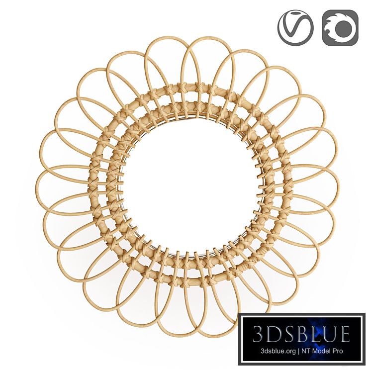 Nogu Flower Shaped Rattan Mirror