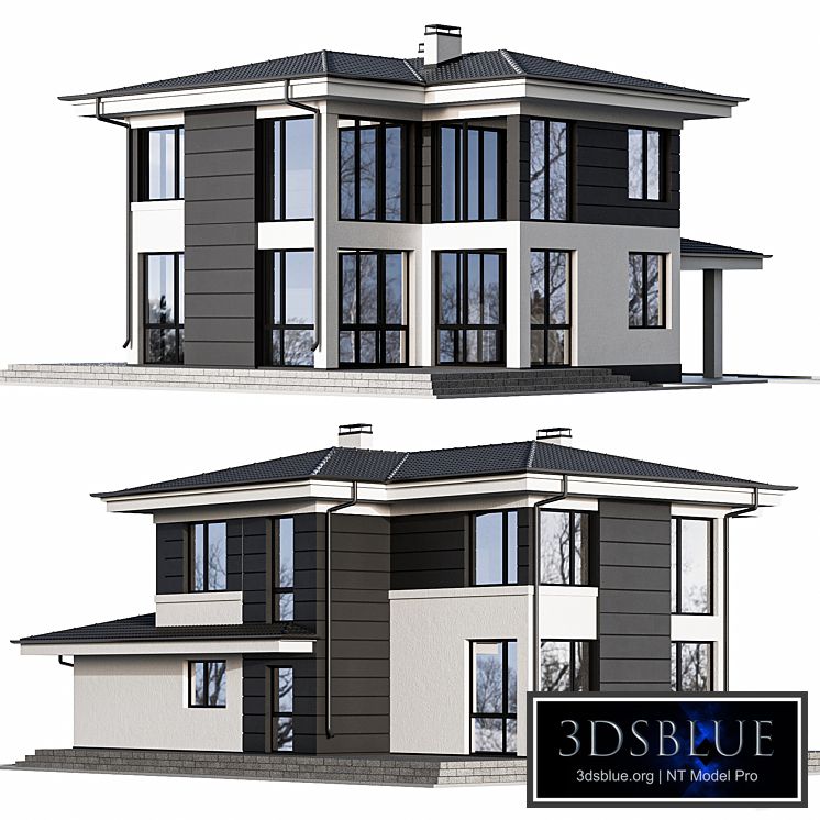 Two-storey cottage with panoramic windows