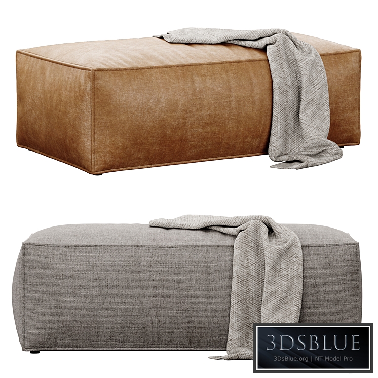 Cosima fabric and leather pouf large by bolia