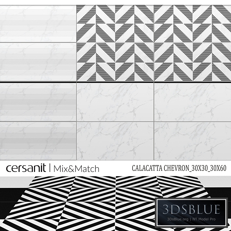 Cersanit_Mix & Match Calacatta chevron_30x30_30x60