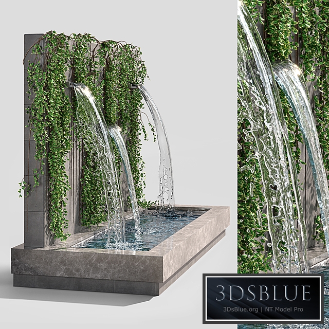 Wall fountains with ivy
