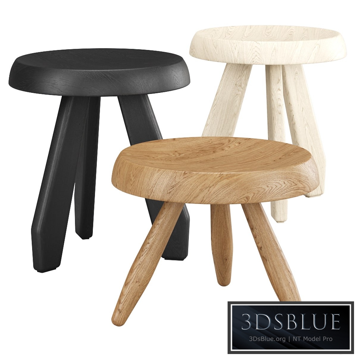 Tabouret Meribel by CASSINA / Round wooden stools