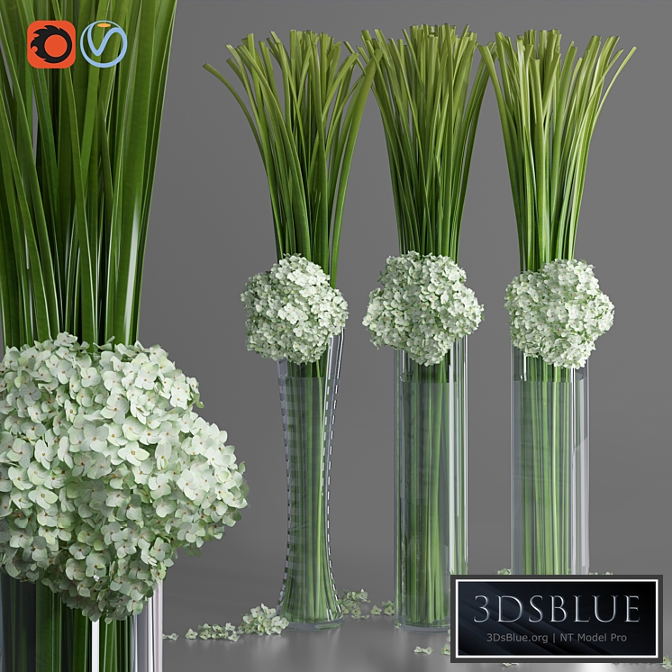 Big Hydrangea Leaf Vases Decorative Set